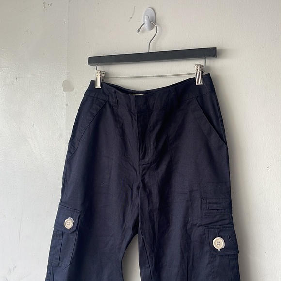 NWT Y2K Mariah Carey Dark Navy Blue Cropped Capri Cargo Pants Size 8 - Picture 2 of 14